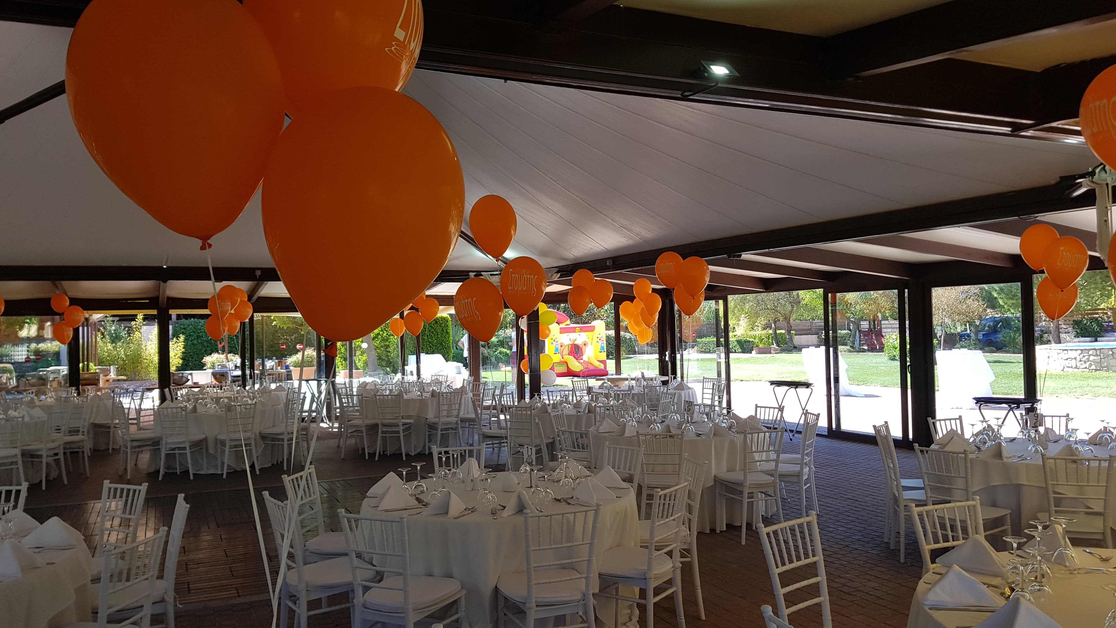 Pastel decorated exterior space for baptisms